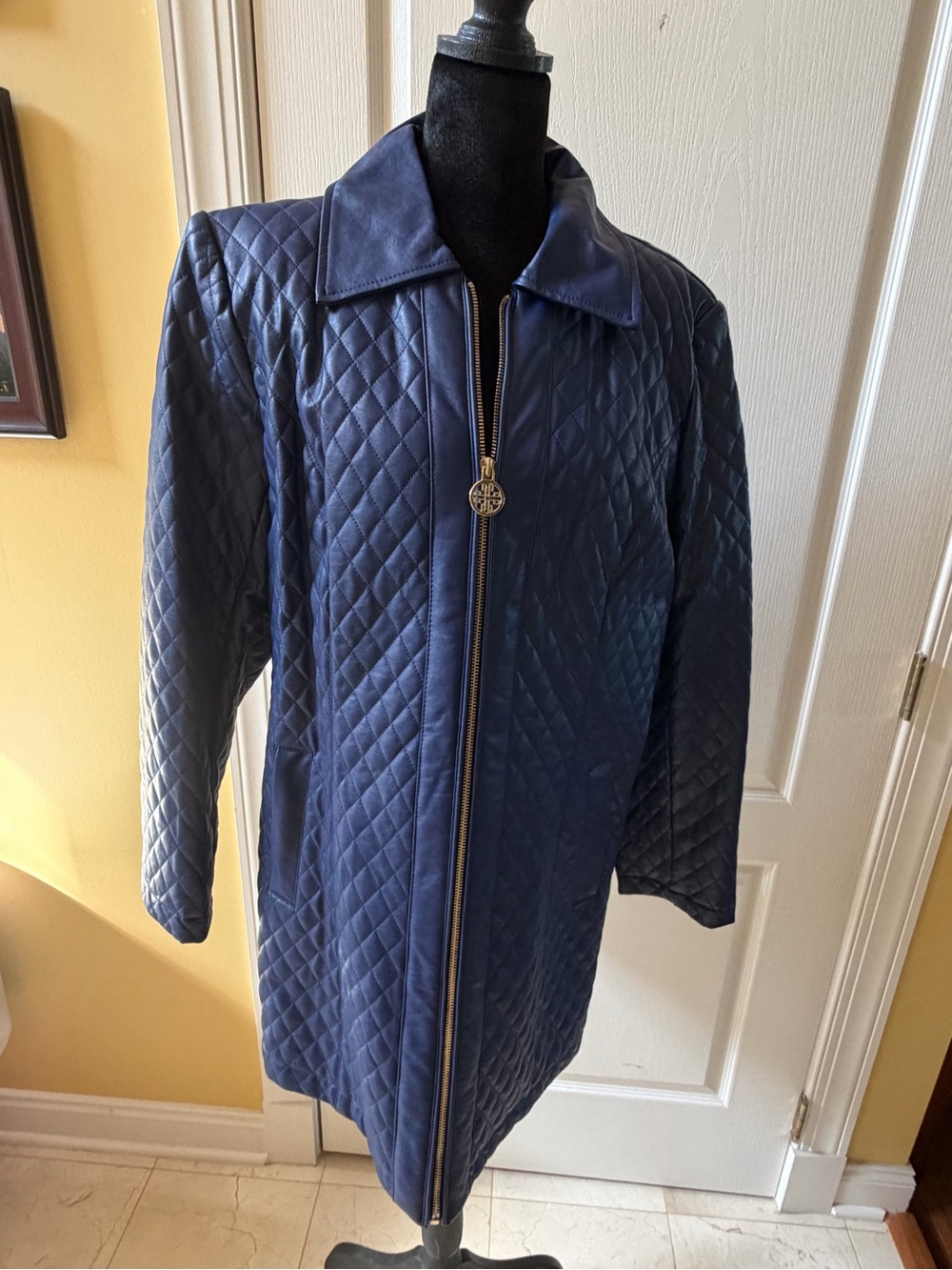 Dennis Basso Vegan Leather Quilted Zip-Front Jacket